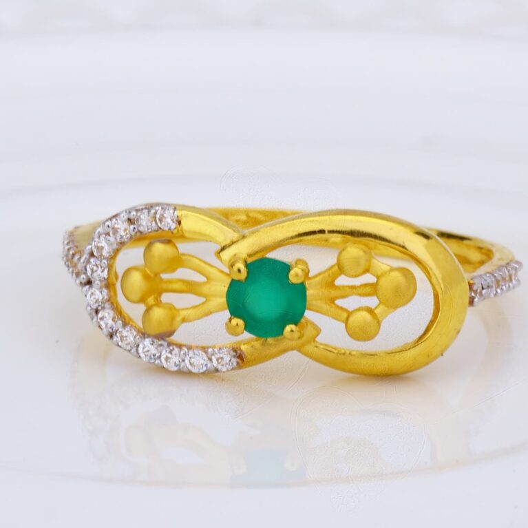 Infinity Ring With Green Stone