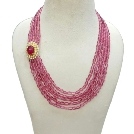 Pink Gemstone Long Chain