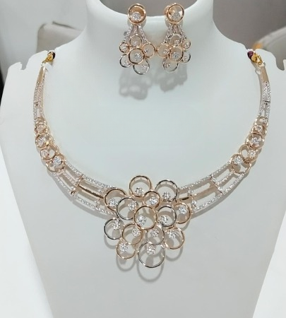 Rose Gold Silver Necklace Set