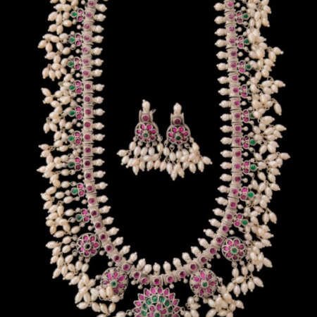 Silver Pearl Necklace Set