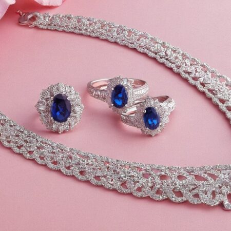 Silver Necklace with Matching Rings